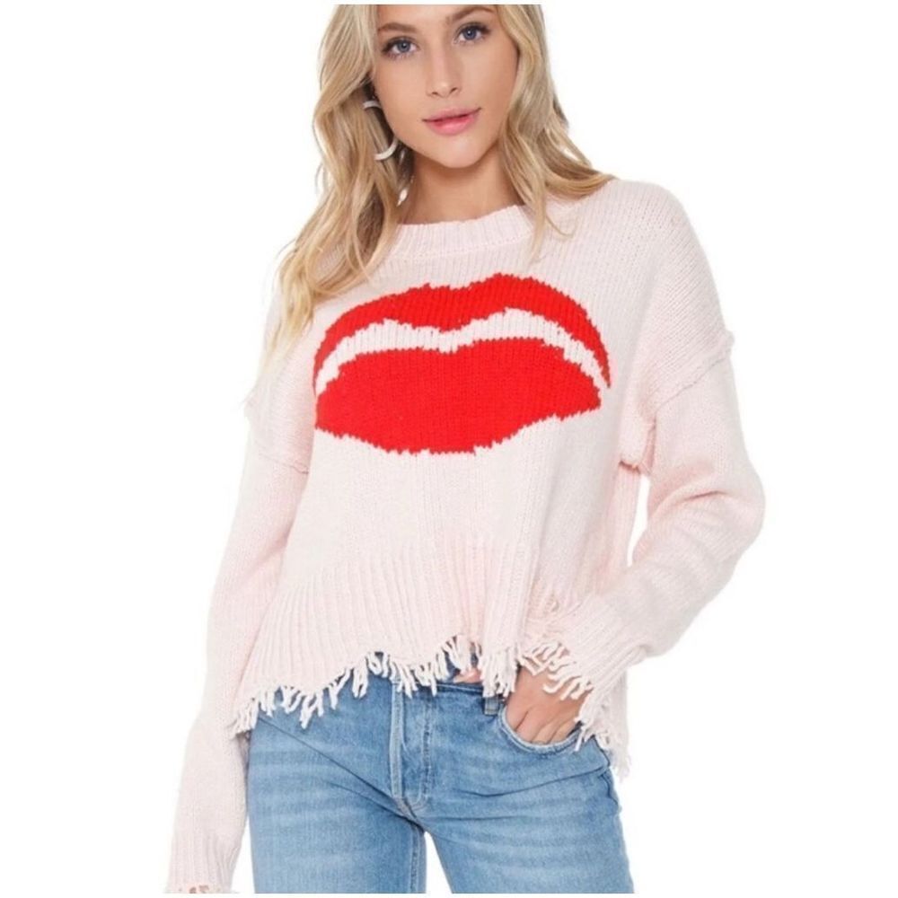 Wildfox Luna Lip Fringe Sweater